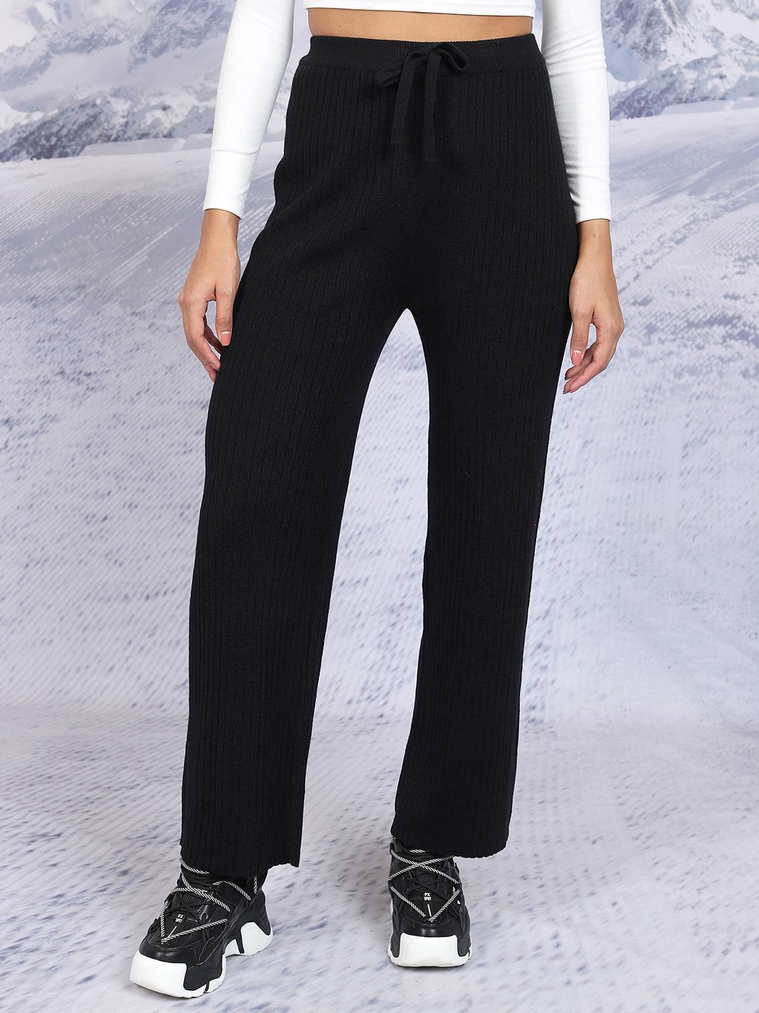 Tokyo Talkies Black Relaxed Fit Cardigan & Flared Pants Co-Ords