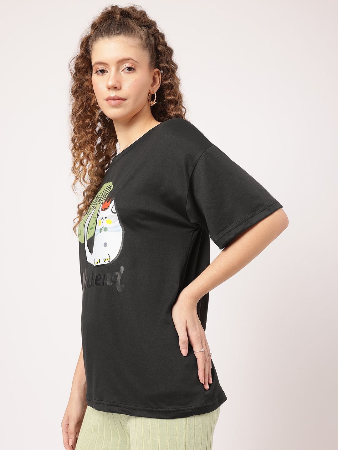 DressBerry Cuddly Couture Graphic Printed Comfy Longline Tee