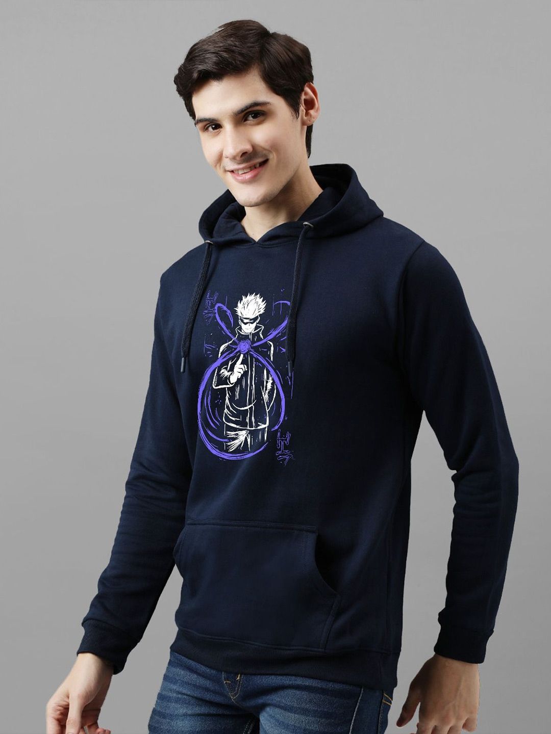 ADRO Men Graphic Printed Hooded Sweatshirt