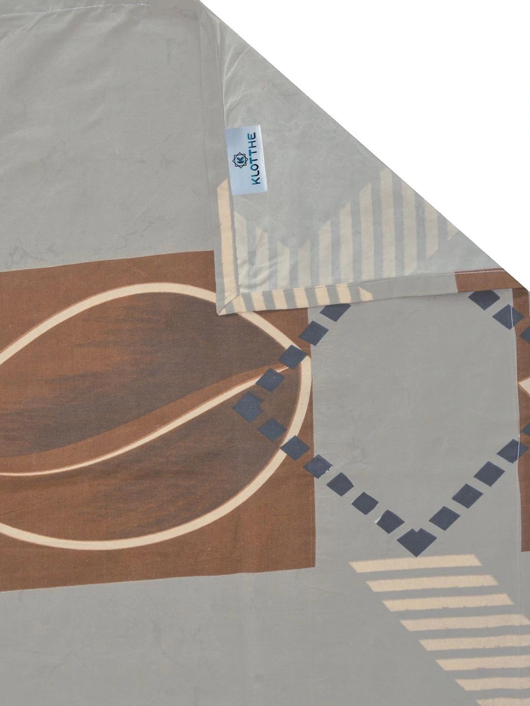 Moda Rapido X KLOTTHE Grey & Brown Geometric 300 TC King Bedsheet with 4 Pillow Covers