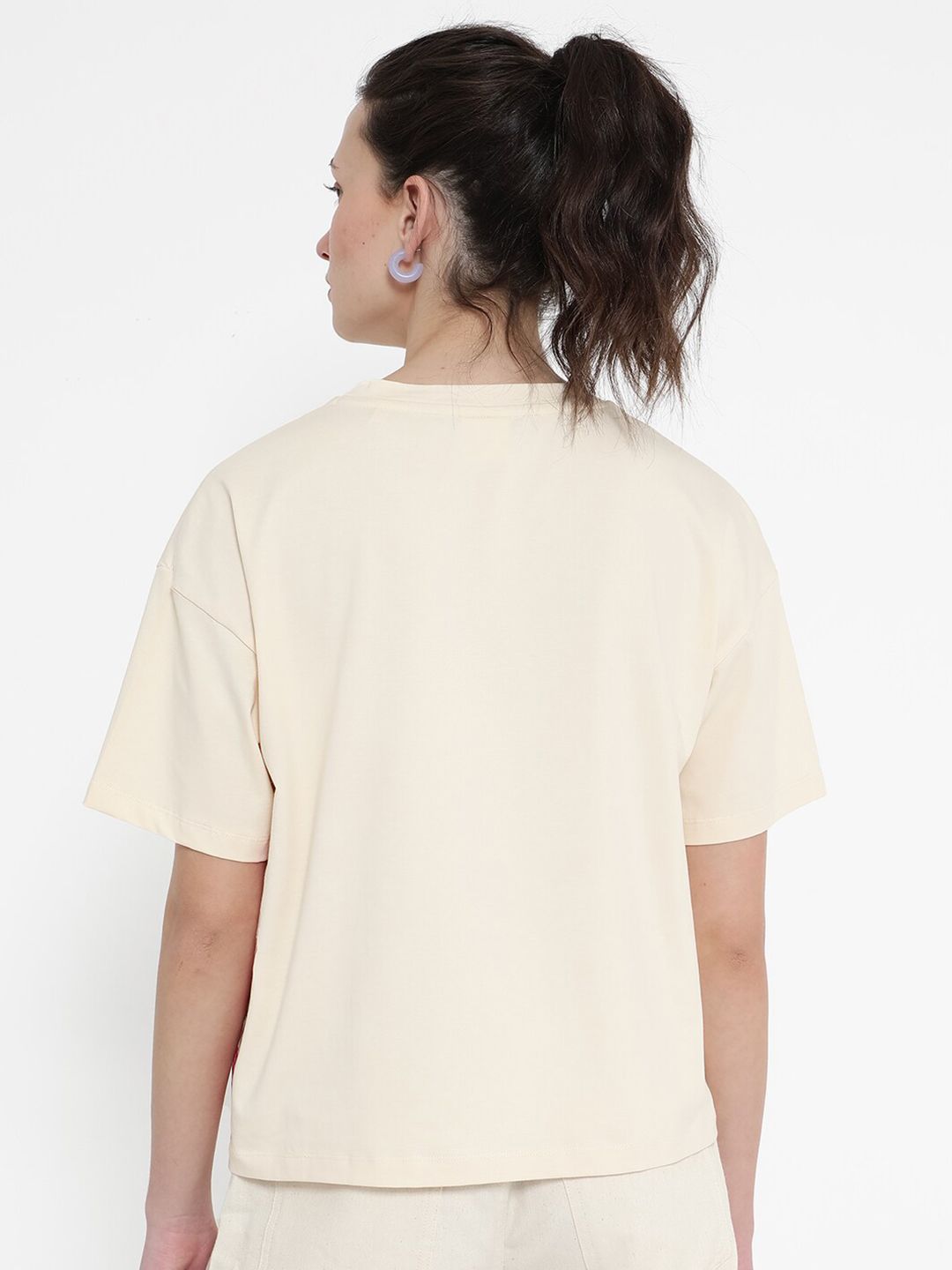 RAREISM Round Neck Drop-Shoulder Sleeves Boxy T-shirt