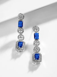 Rubans Rhodium-Plated Blue AD & Cubic Zirconia Studded Statement Jewelry Set