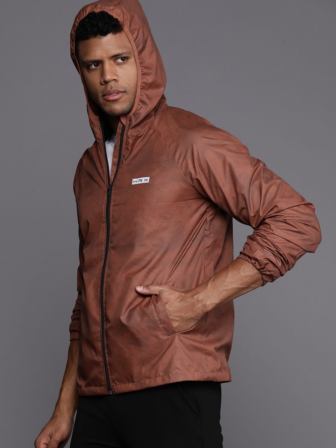 HRX by Hrithik Roshan Abstract Print Rapid-Dry Packable Training Jacket