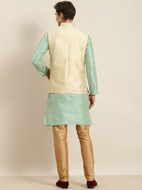SOJANYA Kurta Belang Hijau Laut Lelaki dengan Jaket Churidar & Nehru