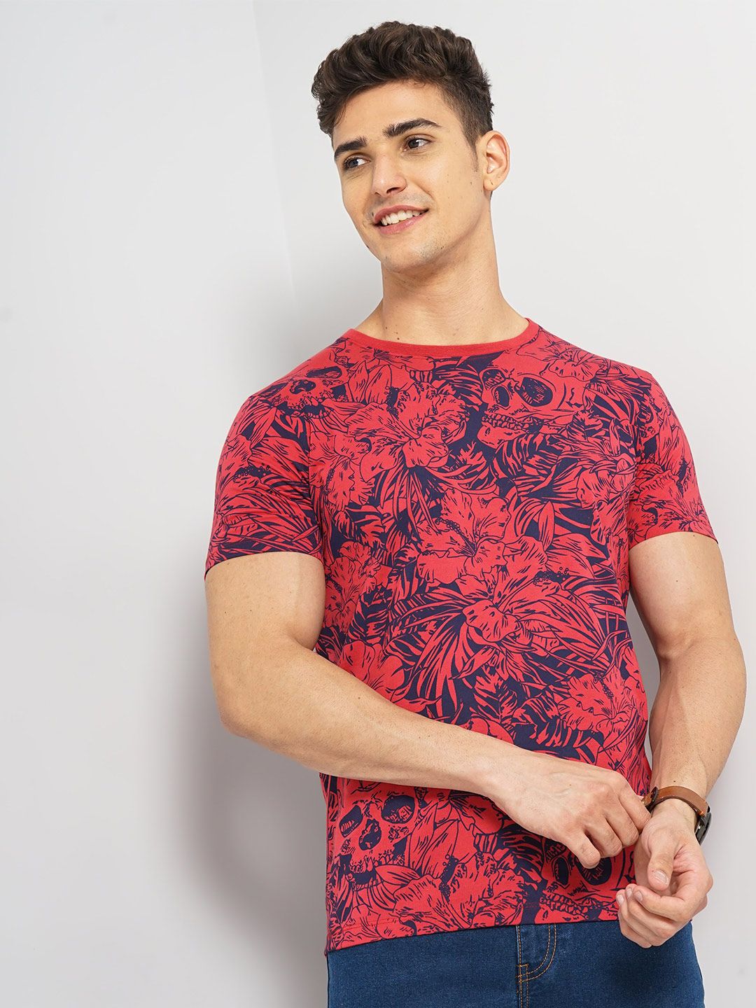 The Indian Garage Co Floral Printed Sports T-shirt