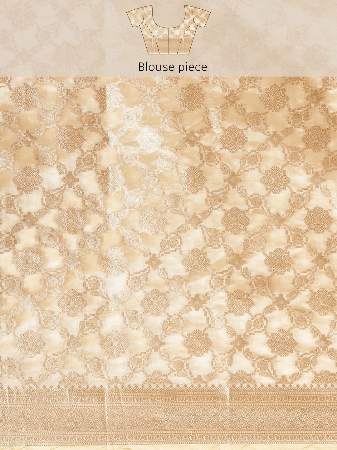 Saree mall Cream-Coloured Floral Silk Blend Banarasi Saree