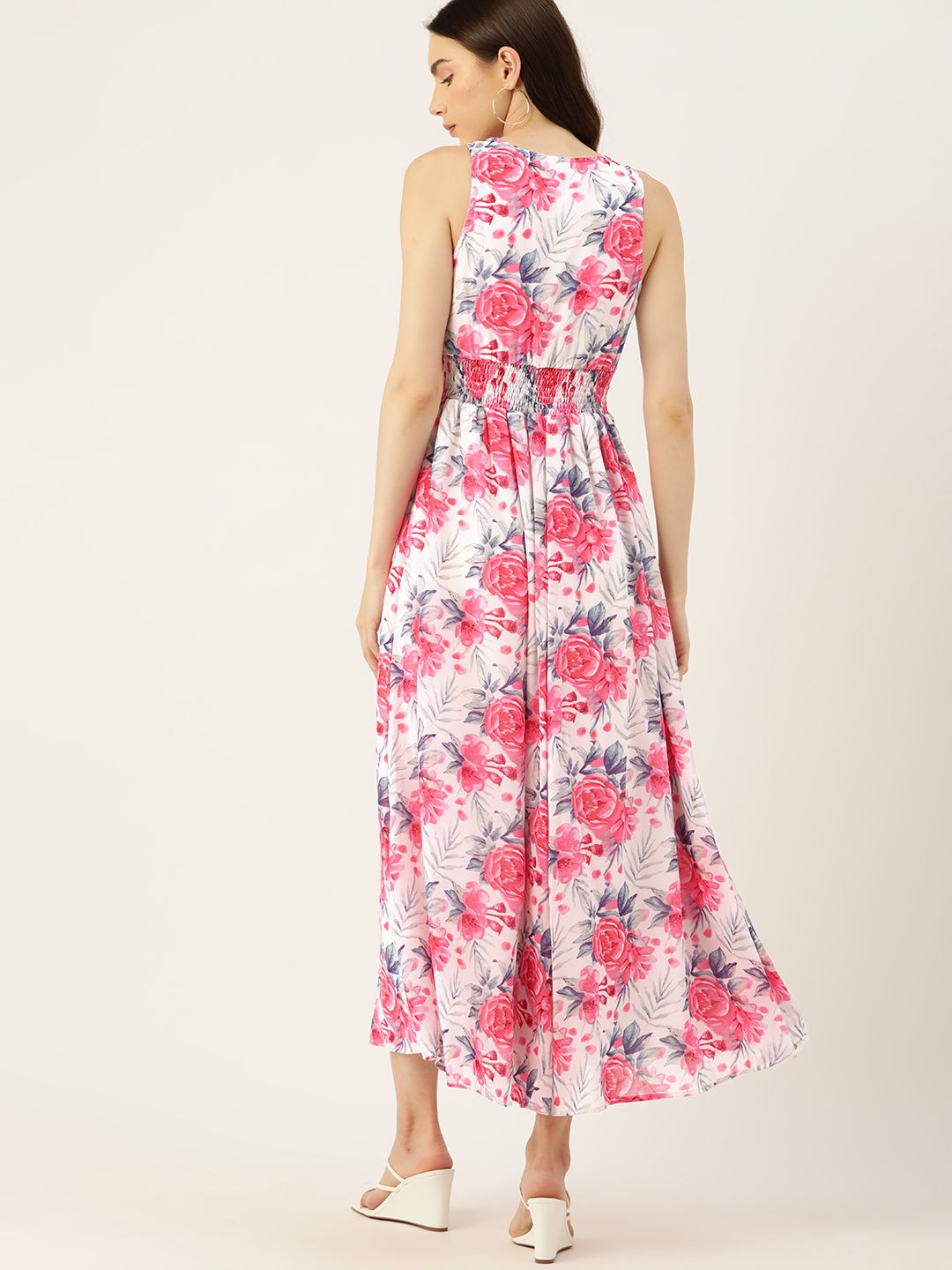 DressBerry Smocked Floral Print Maxi Dress