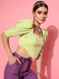 STREET 9 Lime Green Crepe Crop Top