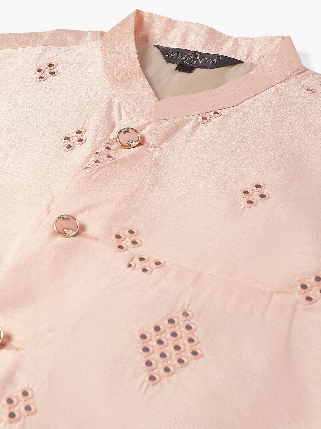 SOJANYA Embroidered Straight Kurta With Churidar And Nehru Jacket