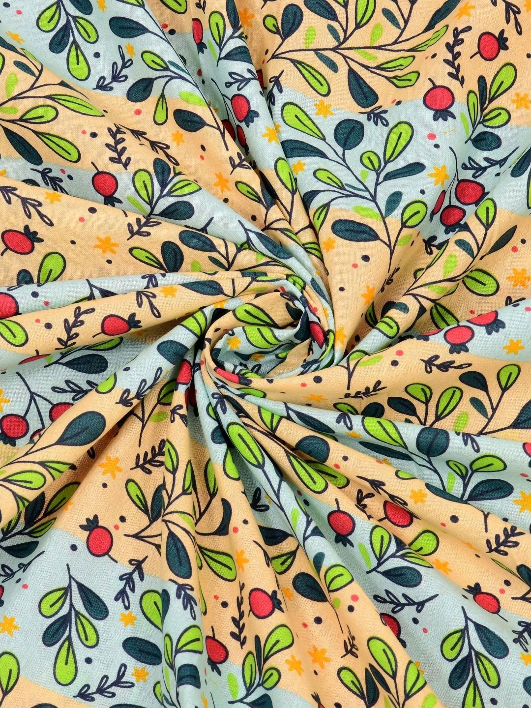 BOMBAY DYEING Dream Lover Green Floral 104 TC Cotton Queen Bedsheet Set-2.24 m X 2.54 m