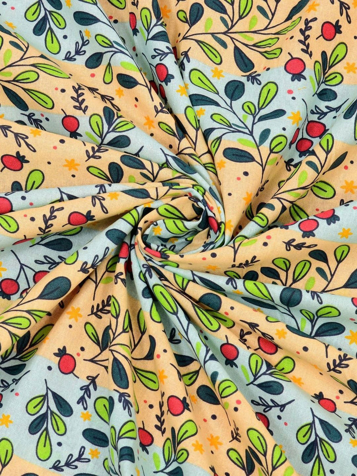 BOMBAY DYEING Dream Lover Green Floral 104 TC Cotton Queen Bedsheet Set-2.24 m X 2.54 m