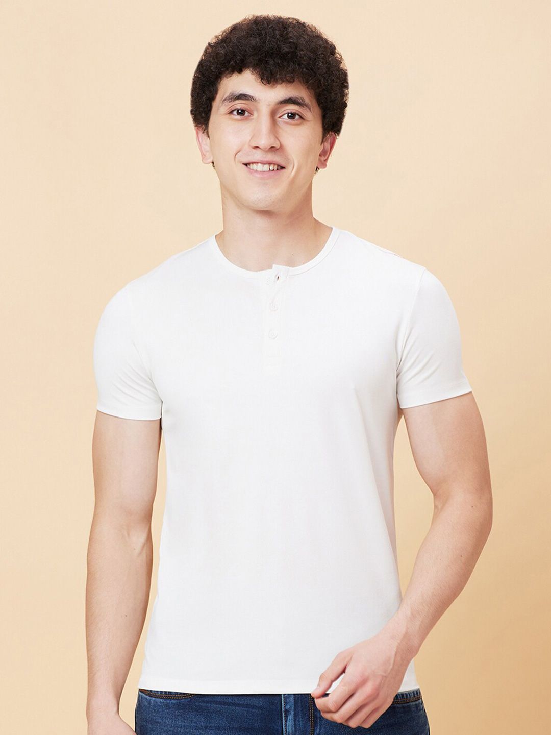 Being Human Cotton Henley Neck Short Sleeves Regular Fit Pockets Casual T-shirt