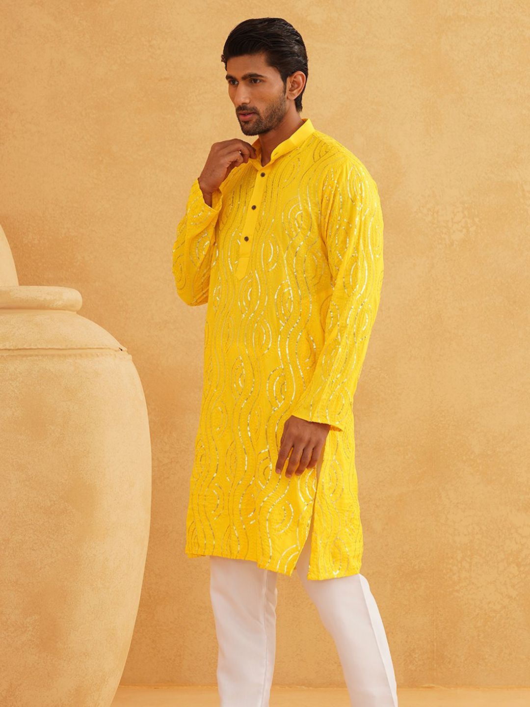 SOJANYA Seqinned Embellished Pure Cotton Straight Kurta