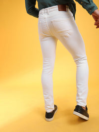 The Indian Garage Co Men White Slim Fit Mid-Rise Clean Look Stretchable Jeans