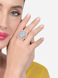 Cincin Jari Boleh Laras Zaveri Pearls Rose Saduran Emas CZ