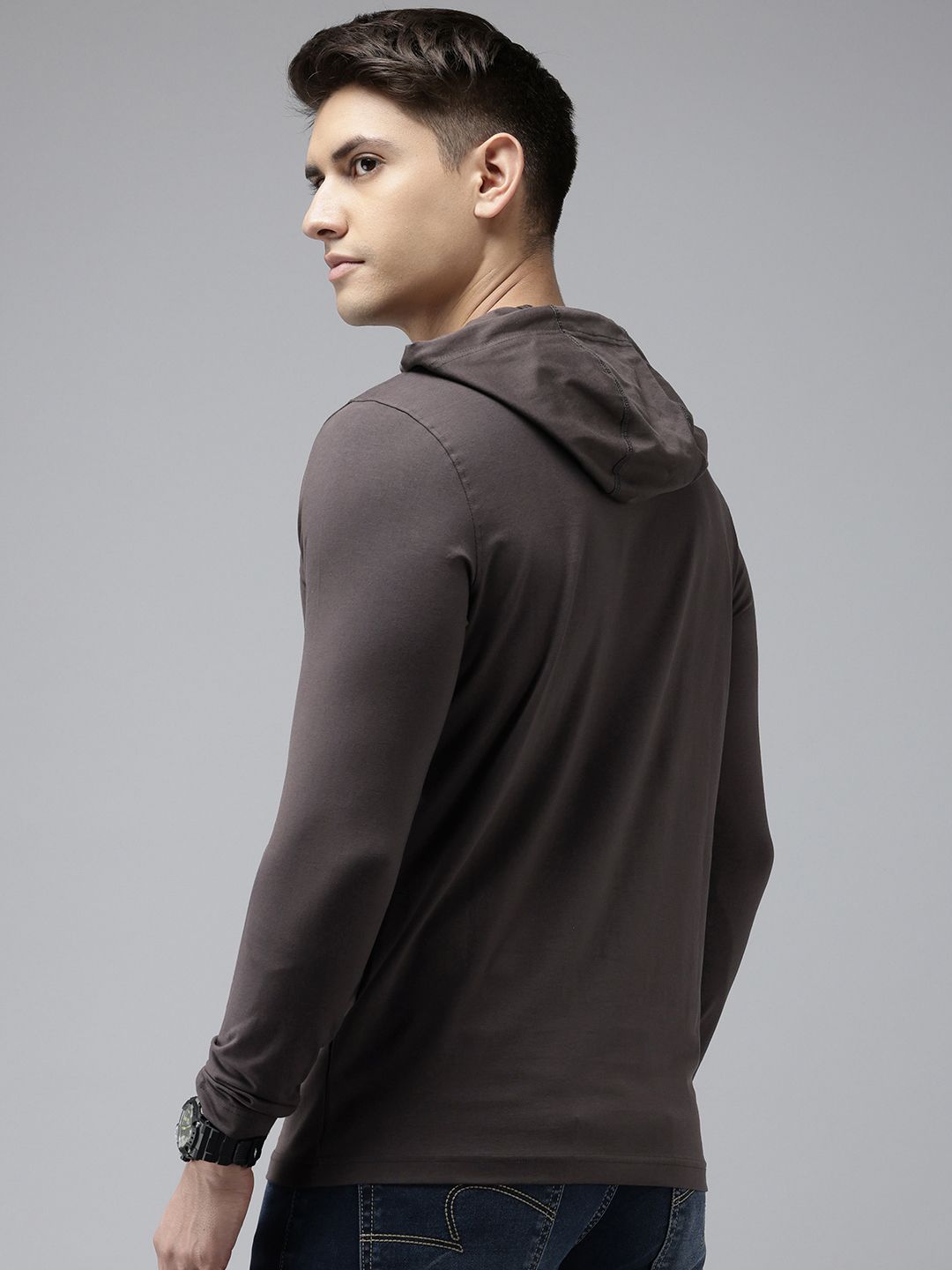 SPYKAR Typography Printed Hooded Slim Fit T-shirt