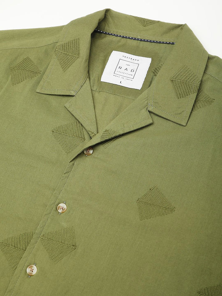 VASTRADO Men Classic Cuban Collar Conversational Printed Cotton Oversized Casual Shirt