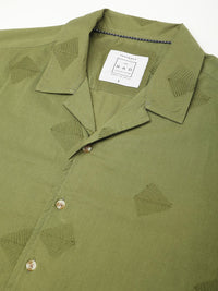 VASTRADO Men Classic Cuban Collar Conversational Printed Cotton Oversized Casual Shirt