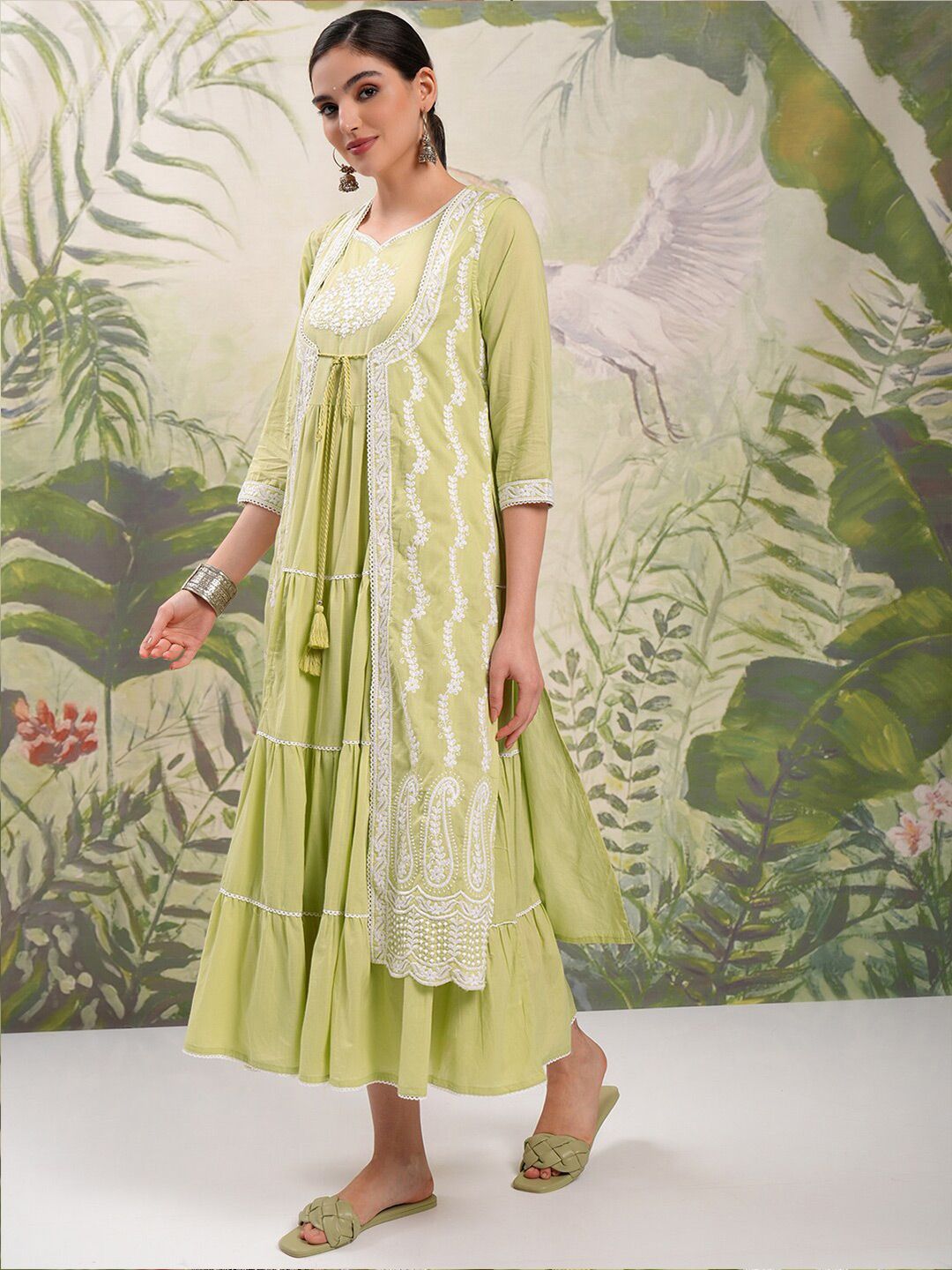 Vishudh Floral Embroidered Fit & Flare Maxi Dress