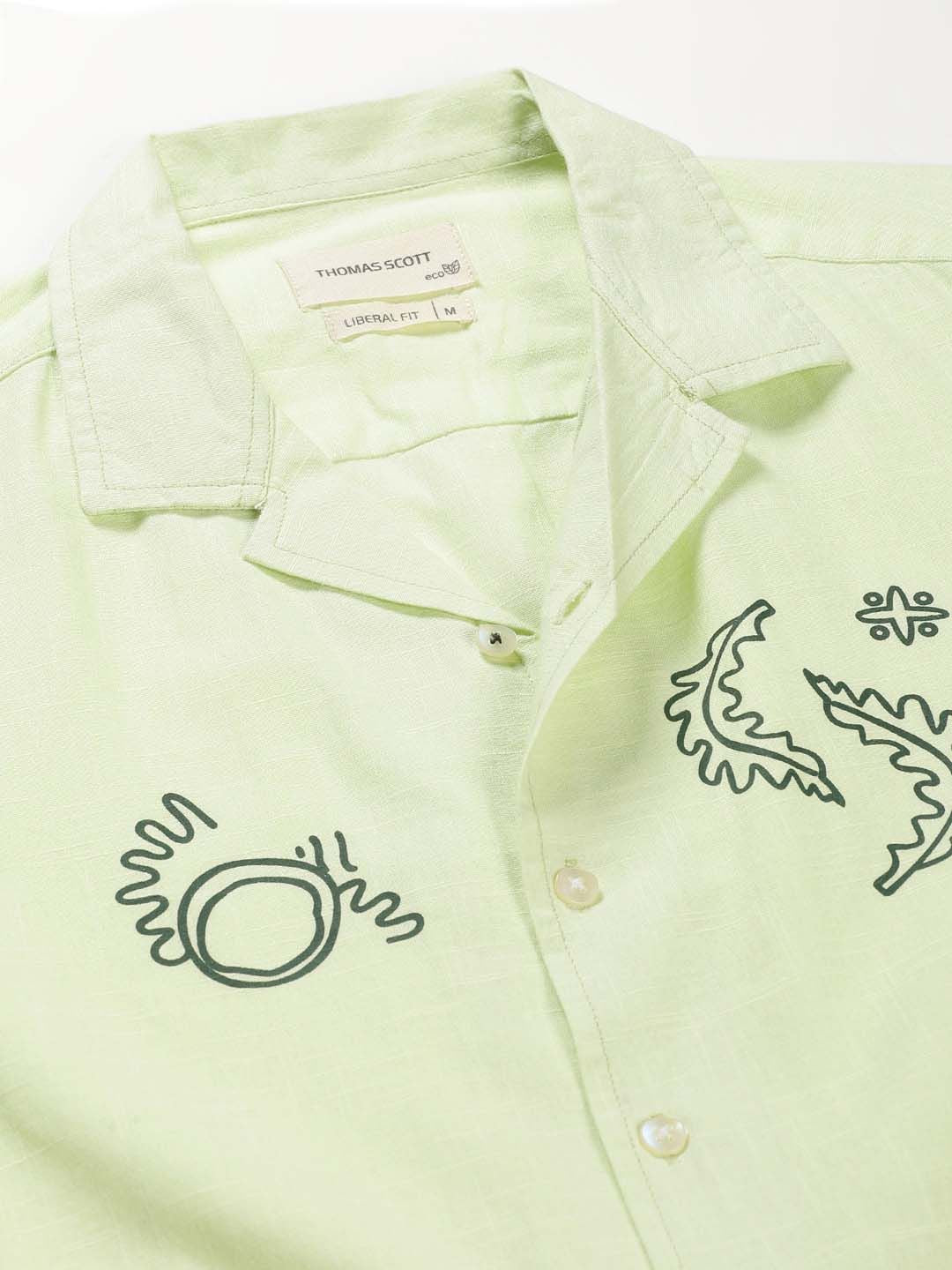 Thomas Scott Premium Liberal Fit Conversational Printed Cuban Collar Cotton Casual Shirt