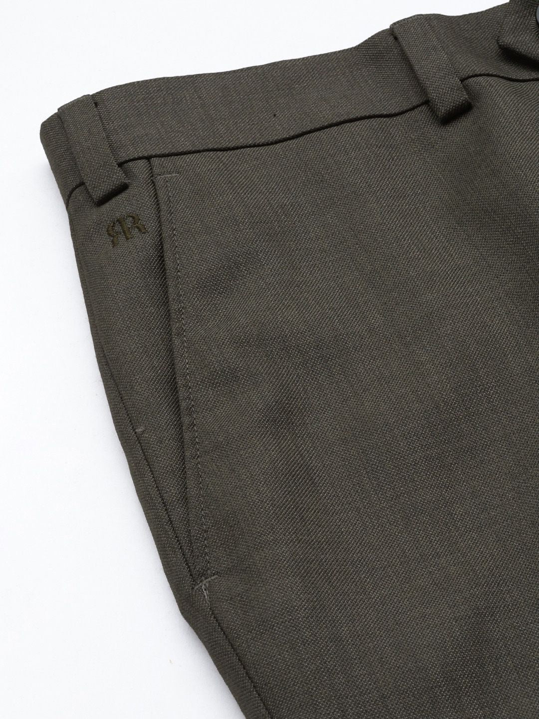 Raymond Men Olive Green Solid Slim Fit Formal Trousers