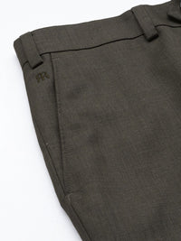 Raymond Men Olive Green Solid Slim Fit Formal Trousers