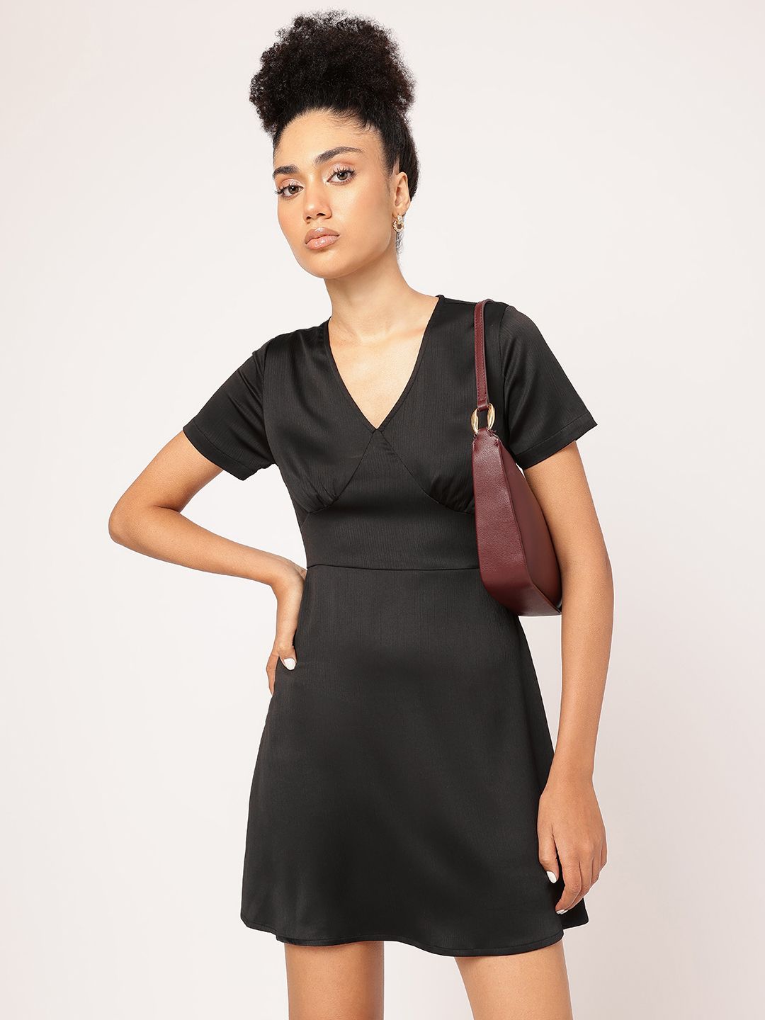 DressBerry Sultry Serenade Satin Finish A-Line Mini Dress
