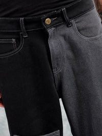 The Indian Garage Co Black Men Mid-Rise Relaxed Fit Colourblocked Jeans