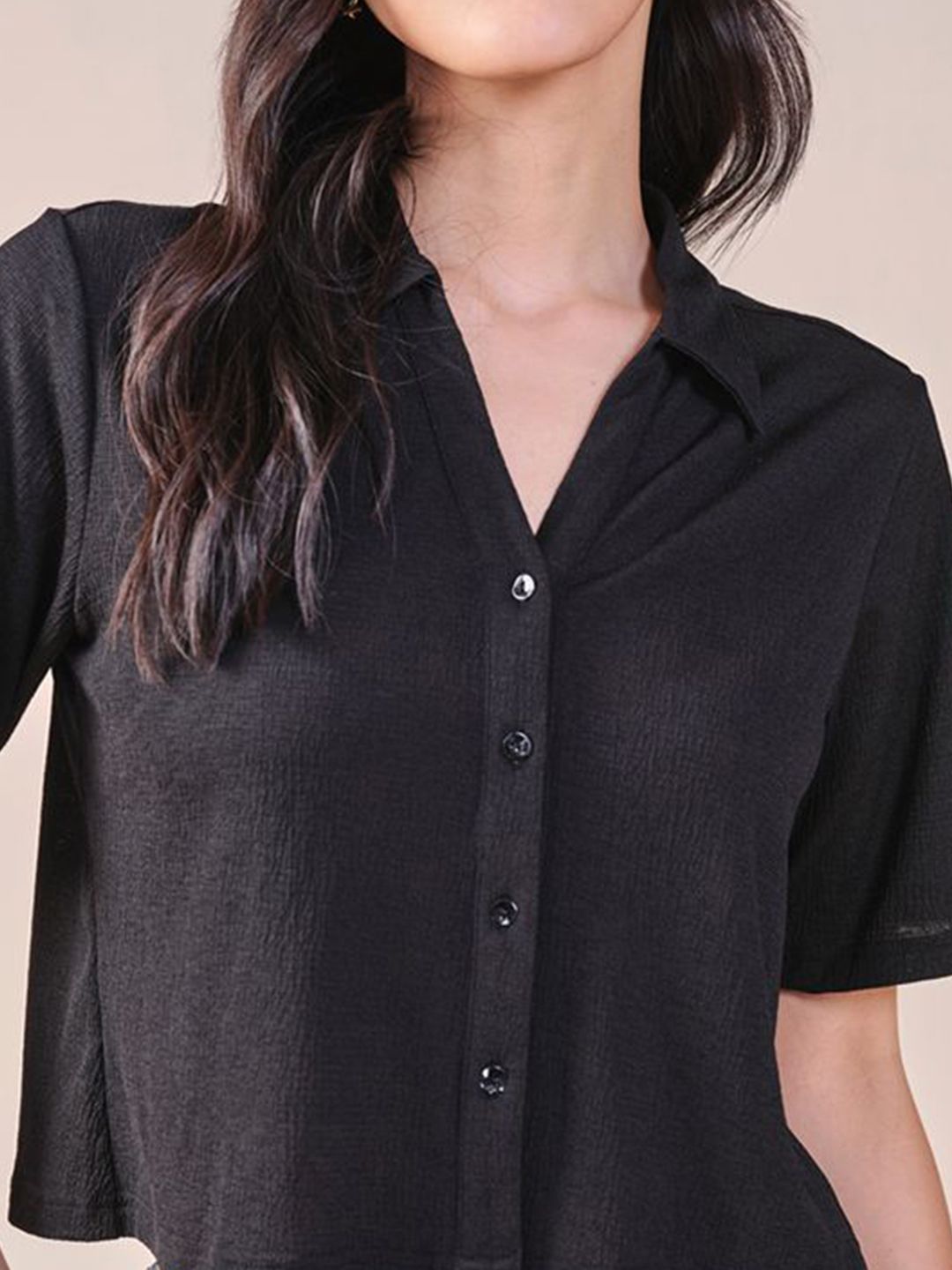 AND shirt collar solid Top