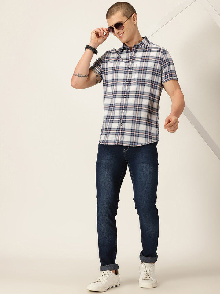Thomas Scott Tartan Checked Smart Slim Fit Opaque Pure Cotton Casual Shirt