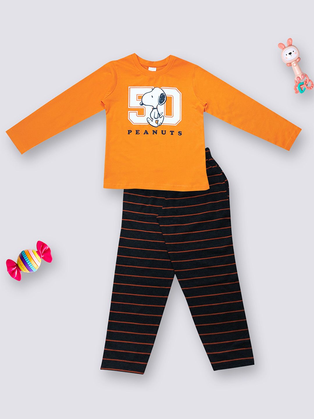 Moms Love Bayi Boys Peanuts T-shirt kapas dicetak dengan seluar