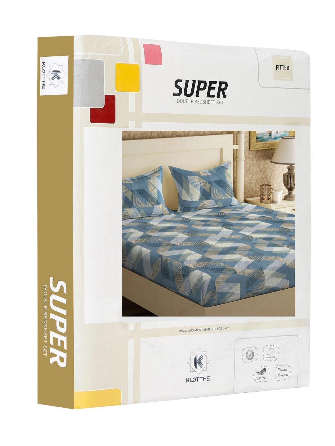 KLOTTHE Turquoise Blue 300 TC Fitted Double Bedsheet with 2 Pillow Covers-250 x 225 cm