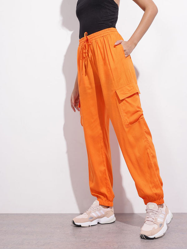 DressBerry Women Autumn Persimmons Utilitarian Cargo Joggers