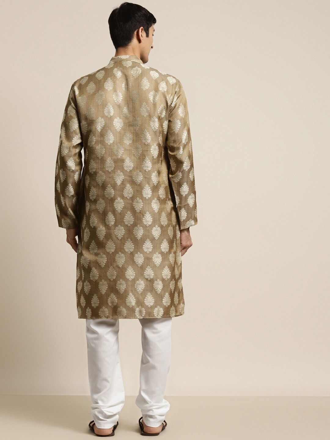 SOJANYA Ethnic Motifs Woven Design Angrakha Jacquard Silk Kurta With Churidar