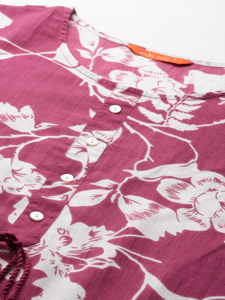 Indo Era Floral Printed Pure Cotton Kurta