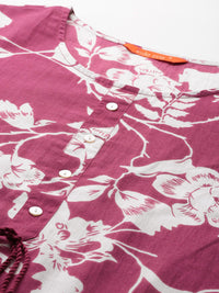 Indo Era Floral Printed Pure Cotton Kurta