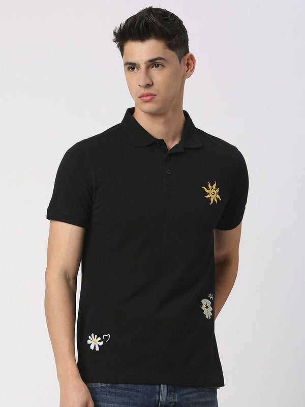 Being Human Men Polo Collar Solid T-shirt
