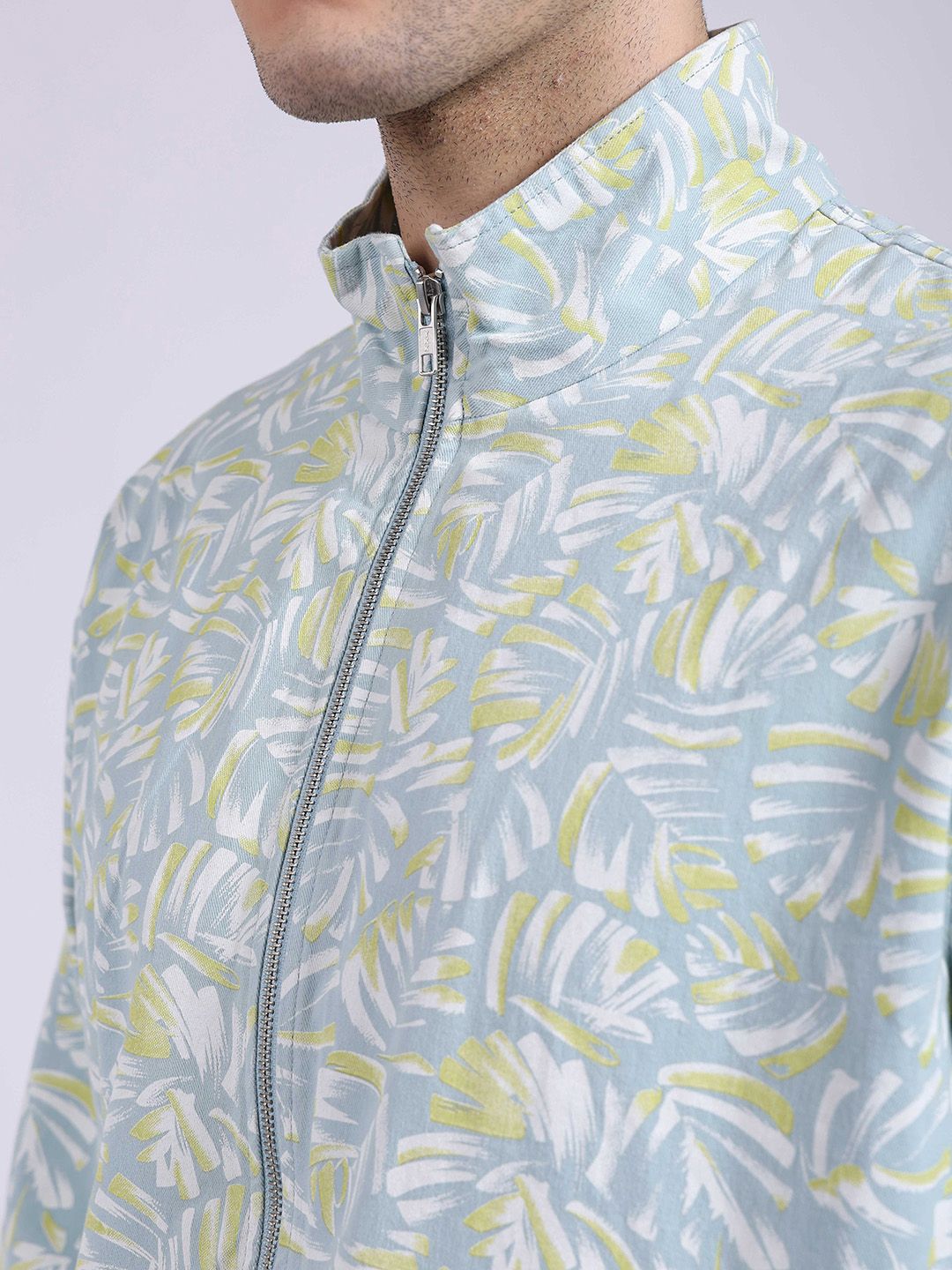 The Indian Garage Co Floral Printed Lightweight Cotton Bomber Jacket