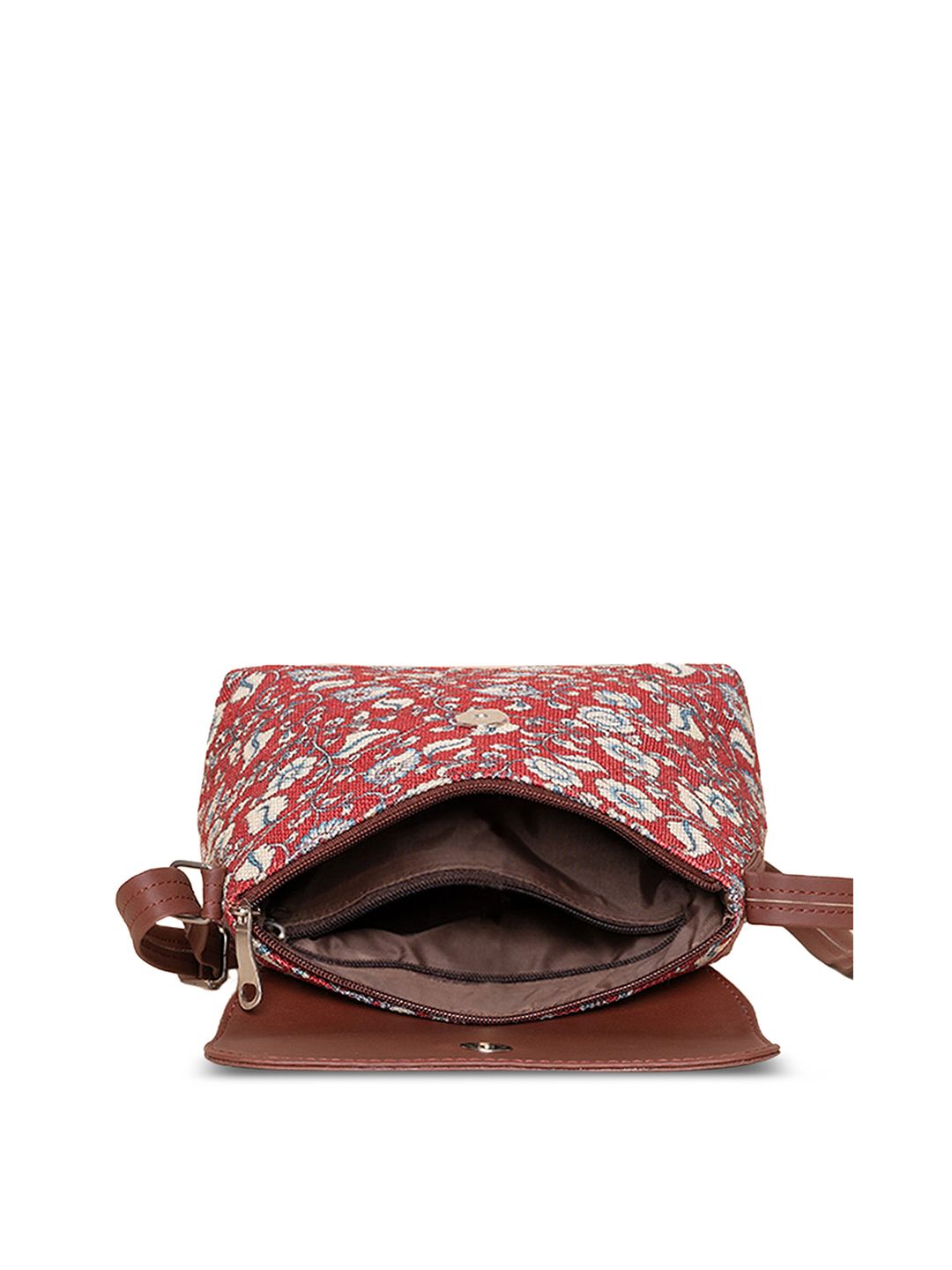 ZOUK Brown Ethnic Motifs Printed Shopper Sling Bag