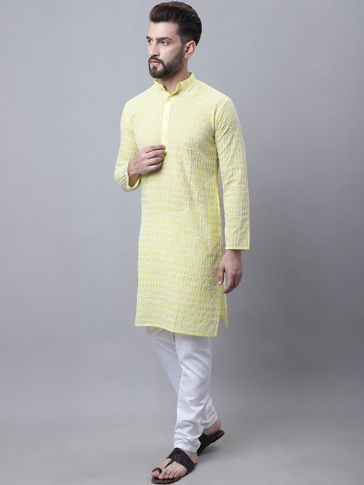 SOJANYA Kurta Kapas Tulen Sulaman Bunga Dengan Jaket Churidar & Nehru