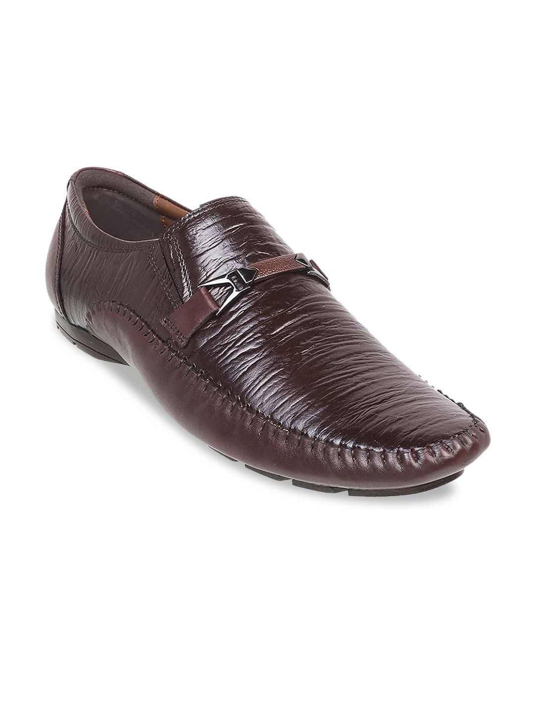 Mochi Men Textured Leather Formal Loafers