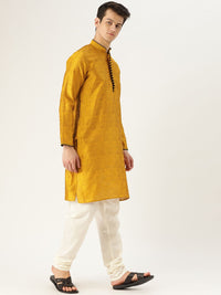 SOJANYA Kurta Lurus Tenunan Kuning Mustard Lelaki