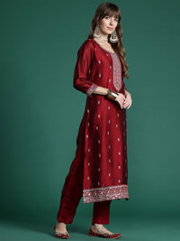 Indo Era Floral Embroidered Sequinned Kurta with Trousers & With Dupatta