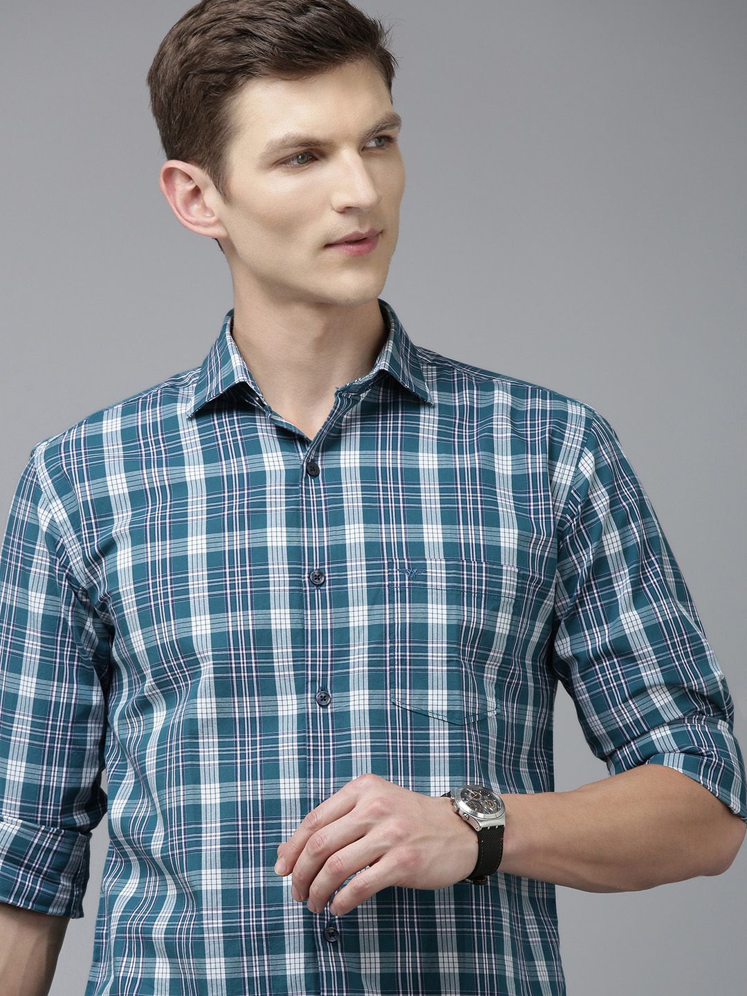 Park Avenue Men Slim Fit Tartan Checks Opaque Pure Cotton Casual Shirt