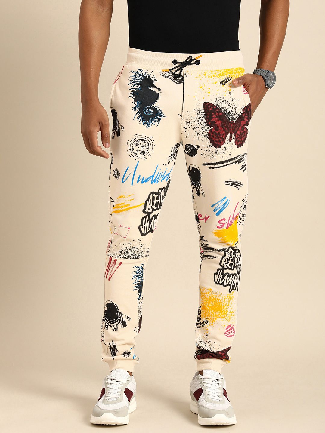Being Human Men Graphic Printed Mid Rise Joggers
