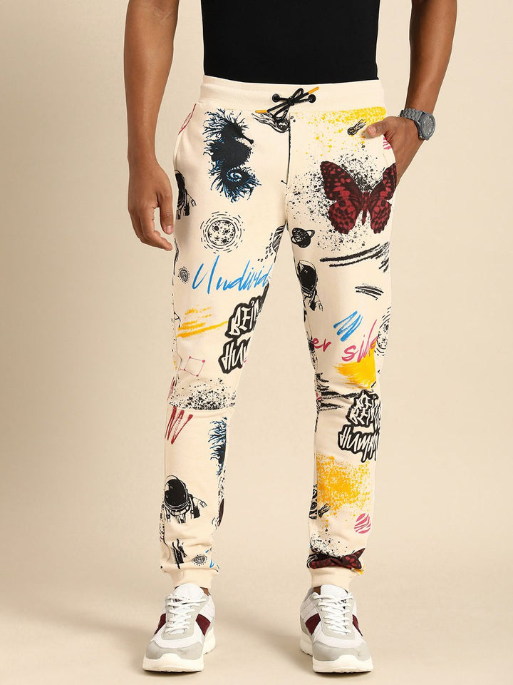 Being Human Men Graphic Printed Mid Rise Joggers