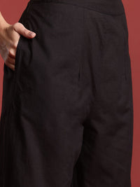 Indo Era Printed Panelled Sequinned Pure Cotton A-Line Kurta with Trousers