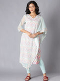 W Women Floral Printed Gotta Patti Kurta with Leggings