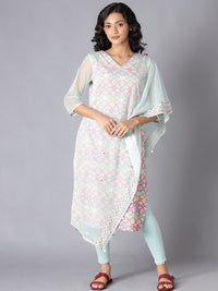 W Women Floral Printed Gotta Patti Kurta with Leggings