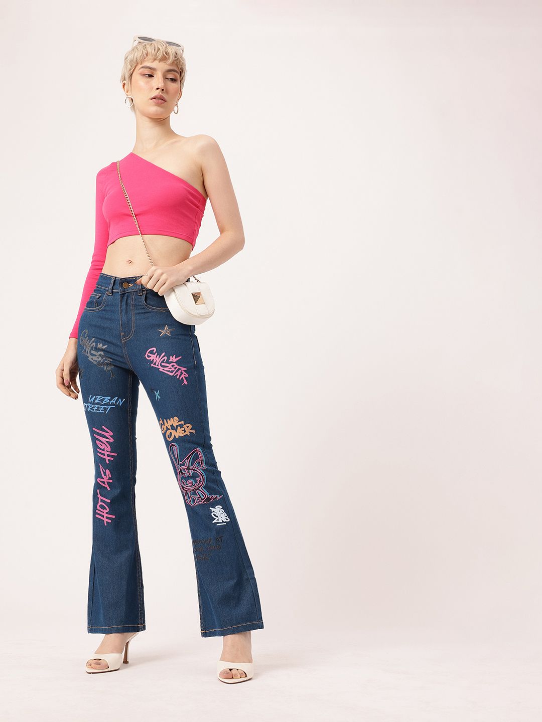 DressBerry Women Urban Gangstar Printed Bootcut Fit Jeans